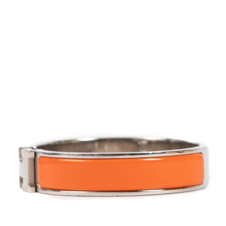 Herm s Orange Clic H Bracelet PHW Labellov Buy and Sell