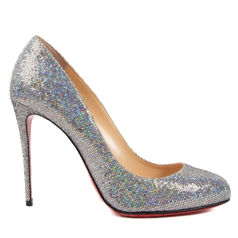 Louboutin glitter heels hot sale