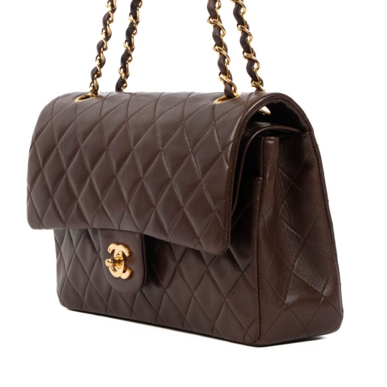 Chanel Vintage Brown Lambskin Medium Classic Flap Bag Labellov Buy and Sell Authentic Luxury