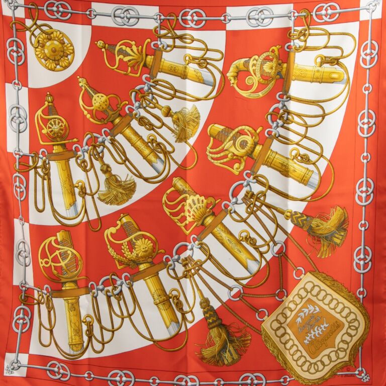 Hermès Orange Cliquetis Silk Scarf ○ Labellov ○ Buy and Sell