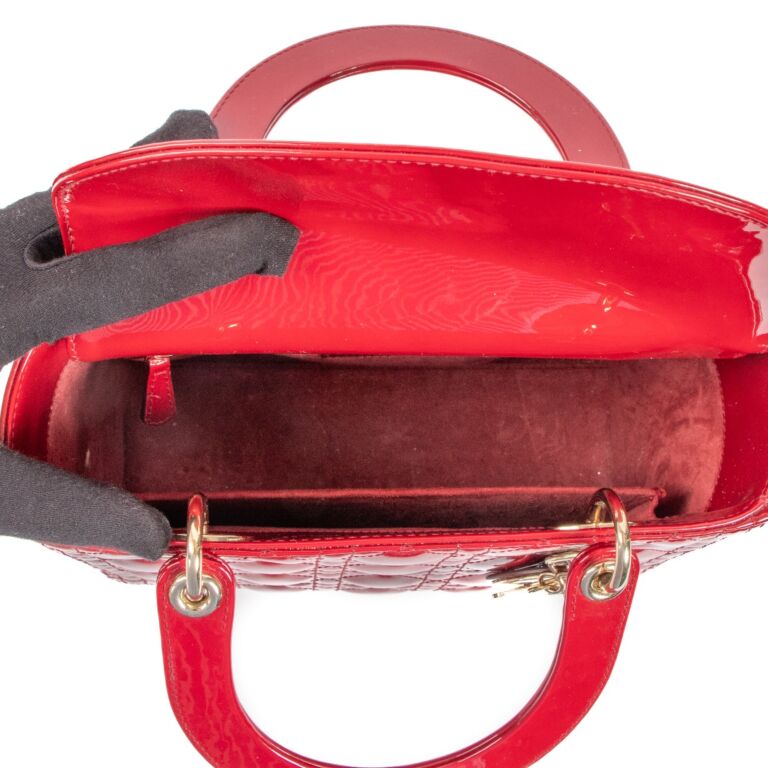 Christian Dior Cherry Patent Leather Medium Lady Dior Bag