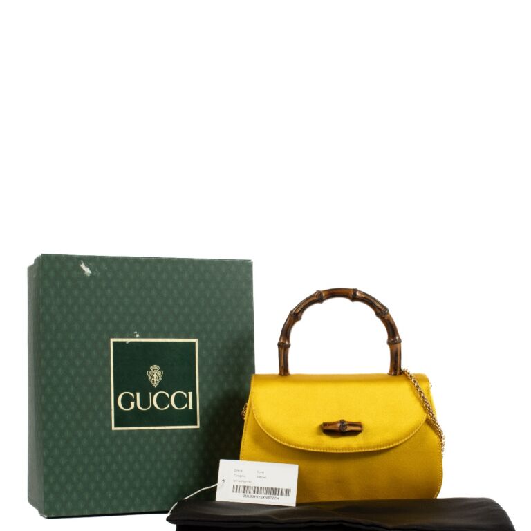 Gucci Yellow Satin Bamboo Night Evening Bag ○ Labellov ○ Buy and