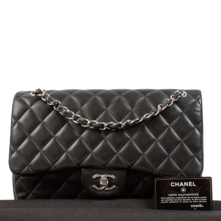 Chanel Black Lambskin Large Classic Flap Bag Labellov Buy and Sell Authentic Luxury