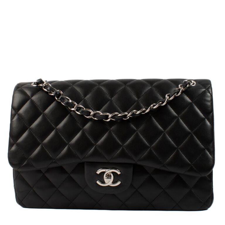 Chanel Black Lambskin Large Classic Flap Bag Labellov Buy and Sell Authentic Luxury