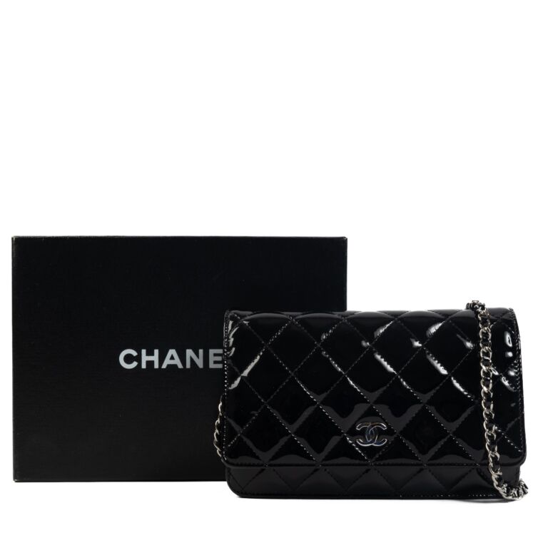 Chanel Black Patent Leather Wallet On Chain Labellov Buy and Sell Authentic Luxury