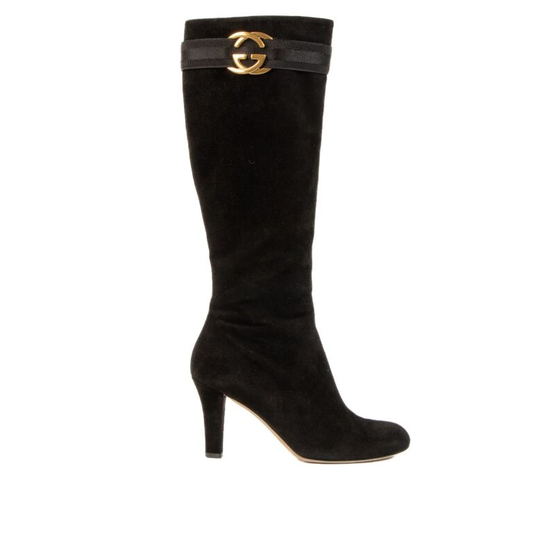 Gucci black hot sale suede boots