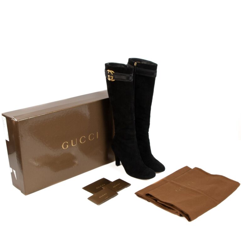 Gucci black suede boots hot sale