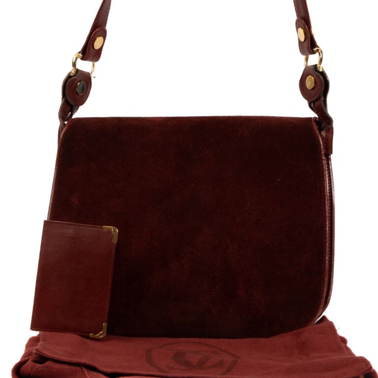 BURGUNDY suede leather bag. Cross body / shoulder bag in GENUINE