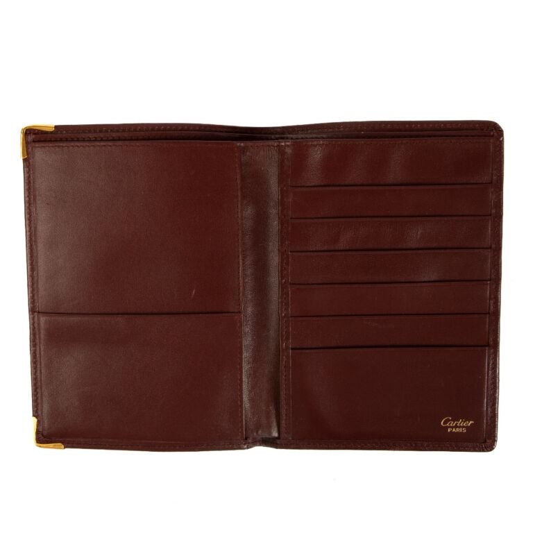 Louis Quatorze Maroquinerie Burgundy Leather Credit Card Bifold Long Wallet