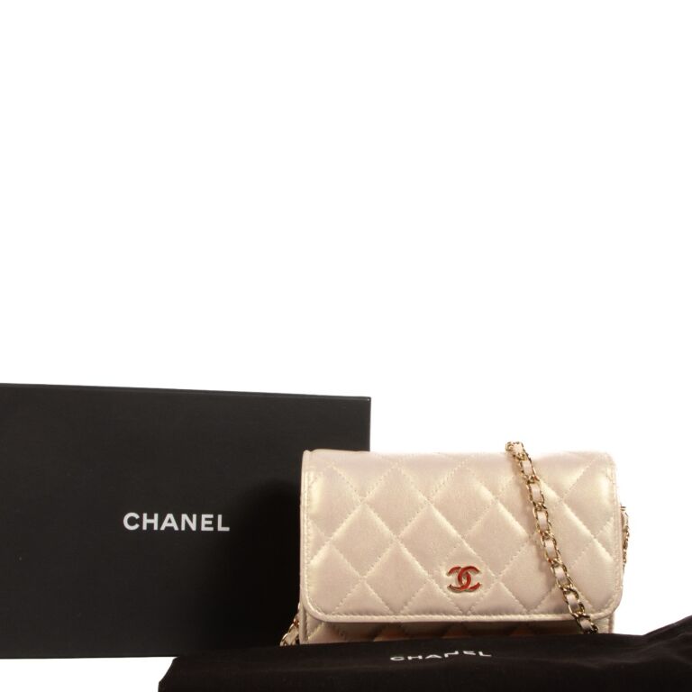 Chanel 20B Ivory Iridescent Mini Wallet On Chain Labellov