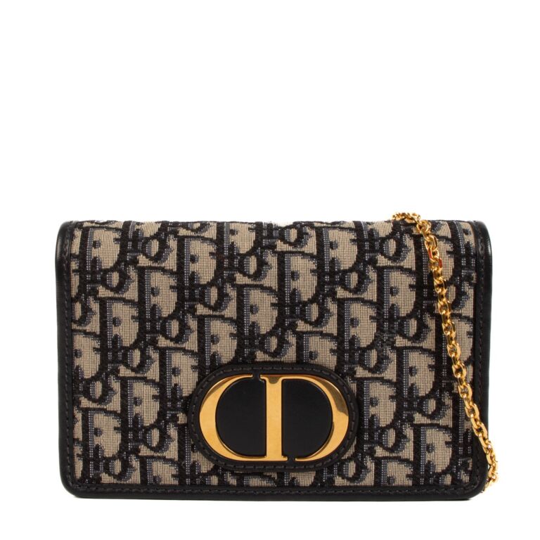 Christian Dior Blue Oblique 30 Montaigne Pochette Labellov