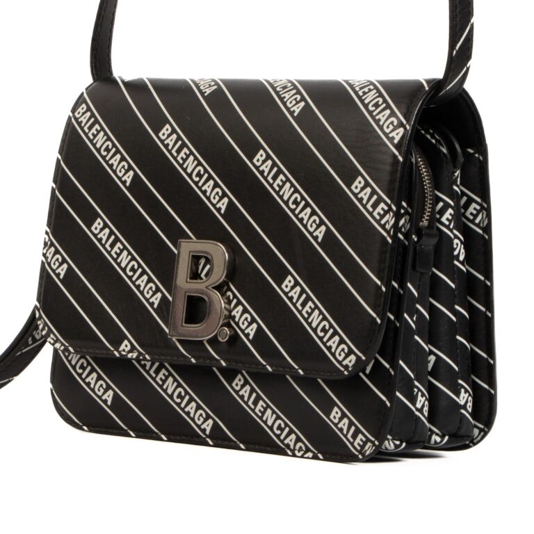 Balenciaga Black Diagonal Logo Small B Bag Labellov Buy and