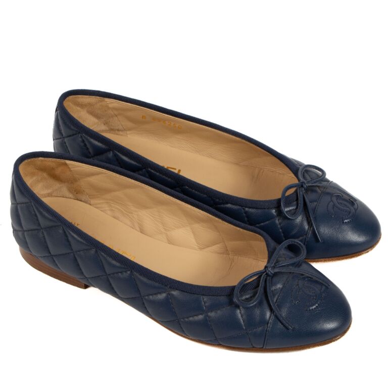 Chanel blue flats on sale
