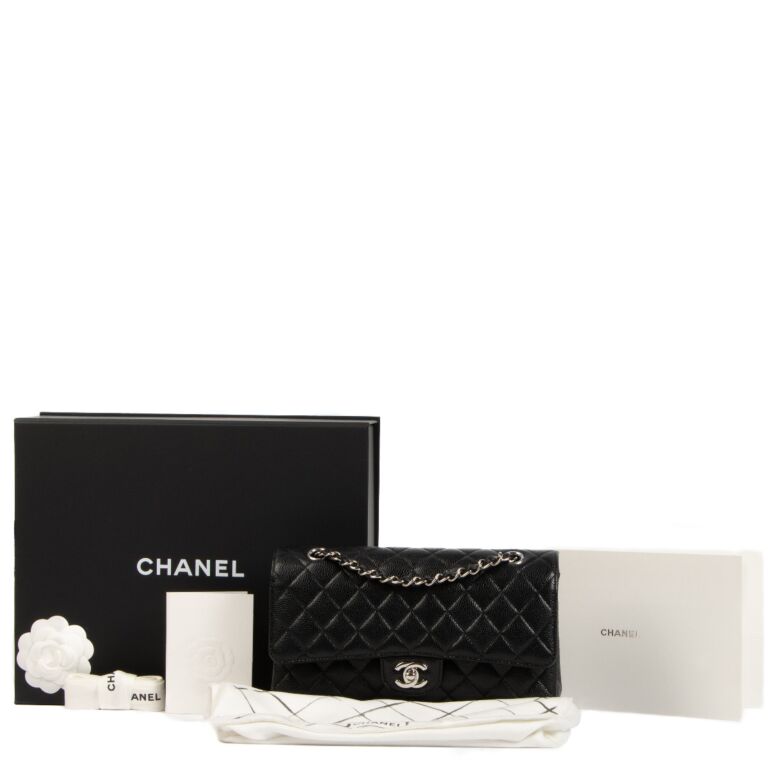 BOSTON Chanel Classic Medium Double Flap, Black Caviar Leather, Gold  Hardware, New in Box