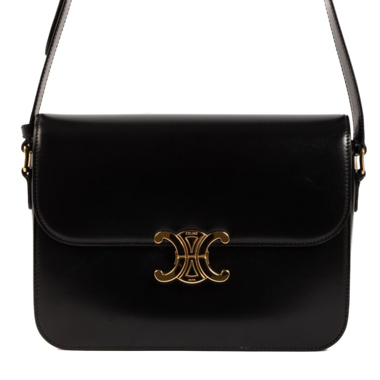 Celine Black Shiny Calfskin Large Classique Triomphe Bag