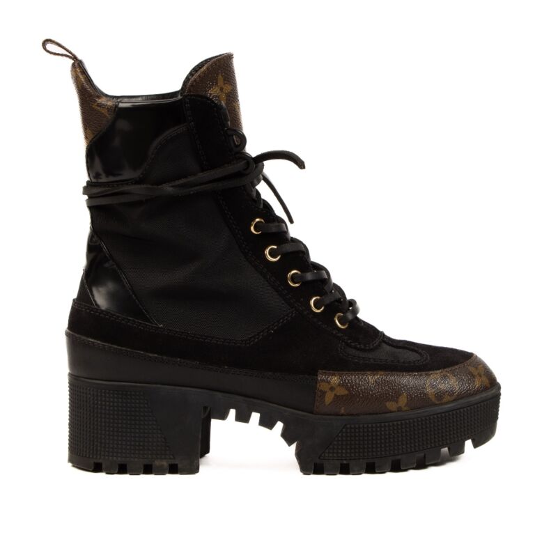 Louis Vuitton Black and Monogram Laureate Desert Boots size 36 5
