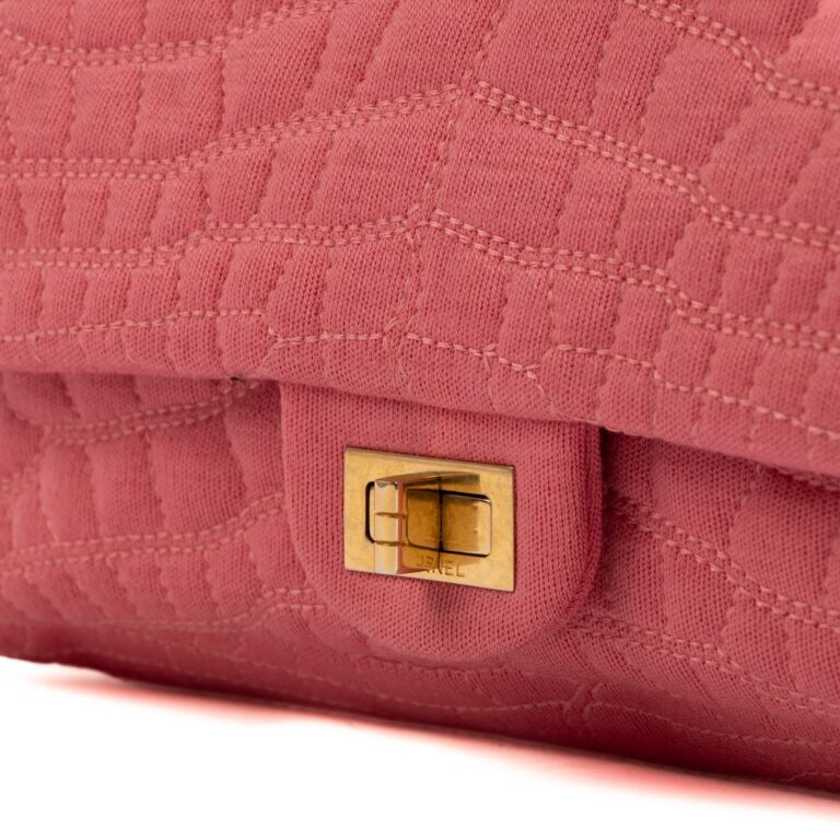 Chanel Pink Jersey Coco s Croc East West 2.55 Bag Labellov