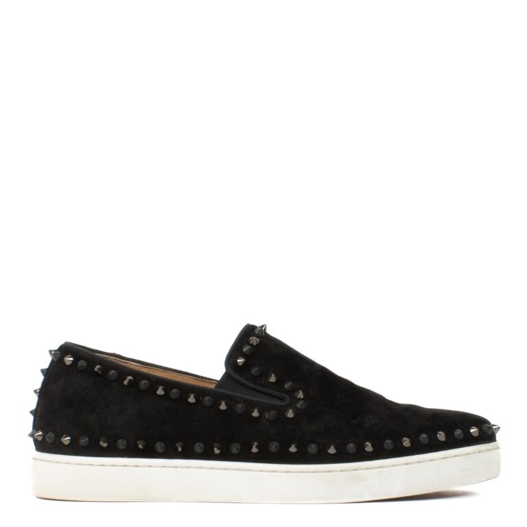 Christian Louboutin Black Suede Pik Boat Sneakers Labellov Buy and Sell Authentic Luxury