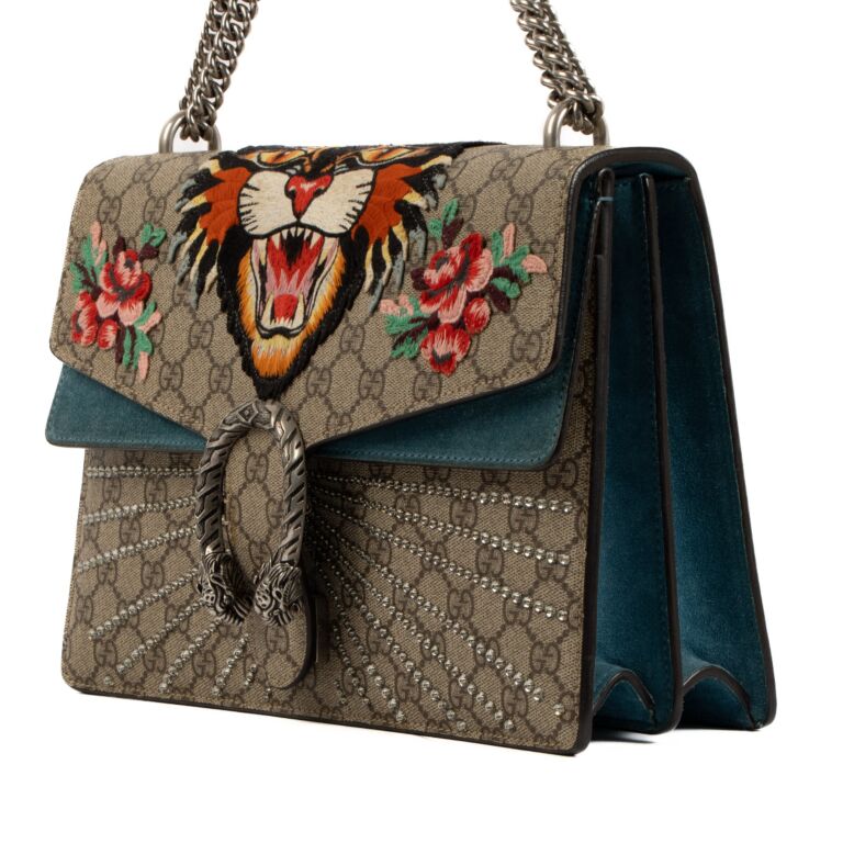 Gg supreme tote with embroidered angry cat sales