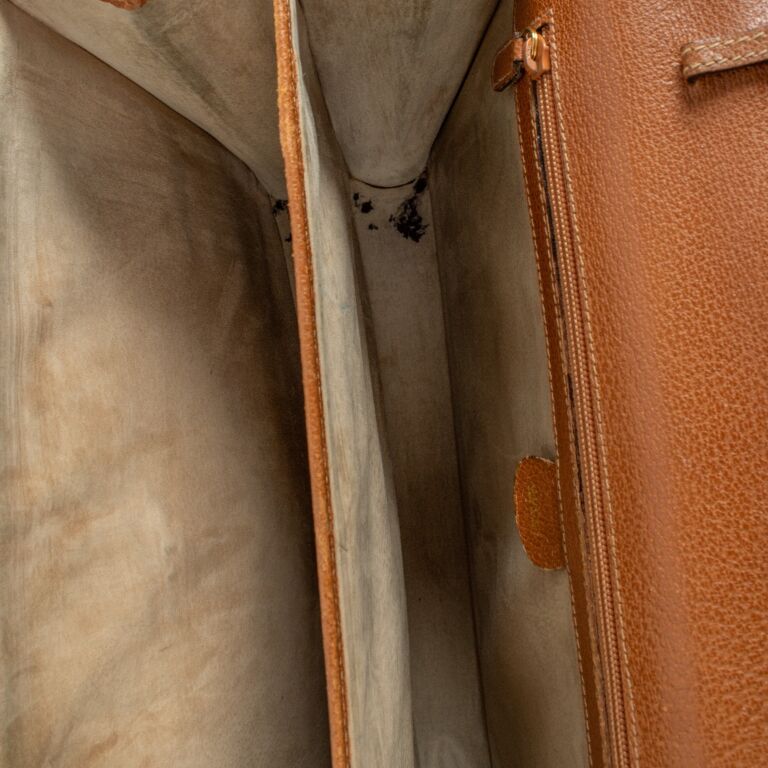 Gucci Brown Leather Bamboo Handle Briefcase ○ Labellov
