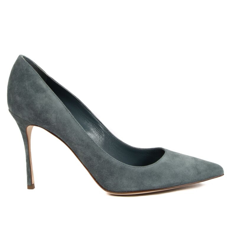 Sergio Rossi Denim Blue Suede Godiva 90 Pumps Size 39