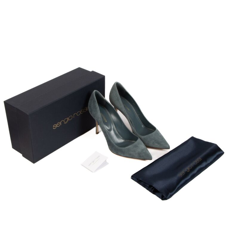 Sergio Rossi Denim Blue Suede Godiva 90 Pumps - Size 39