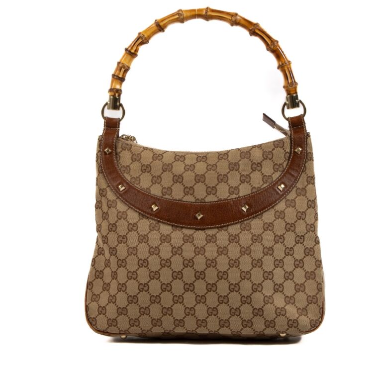Gucci monogram bamboo online handle bag