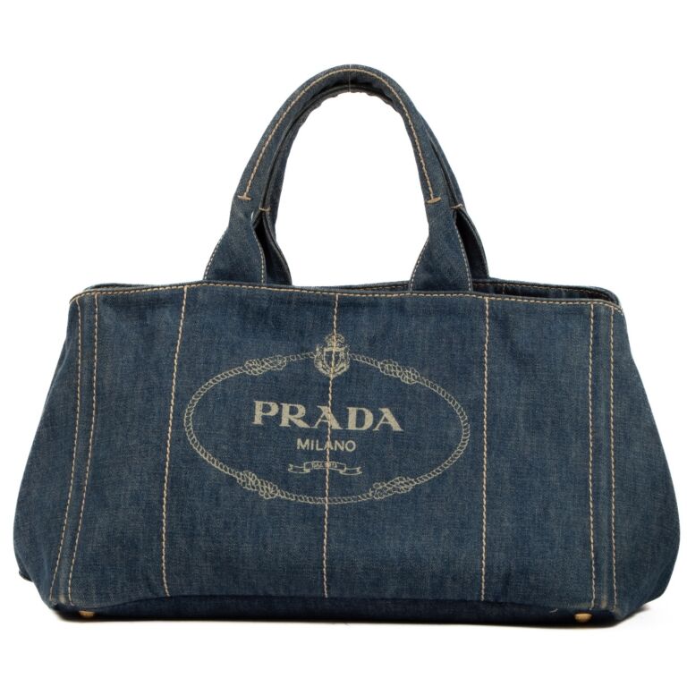 Prada blue tote discount bag