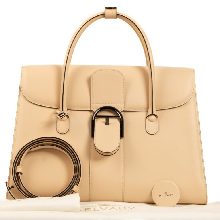 Delvaux Nude Box Calf Brillant Double Poignee Bag Labellov Buy and Sell Authentic Luxury