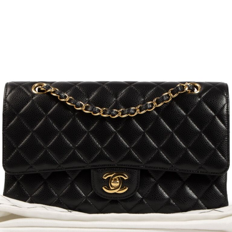 Chanel bag black top caviar