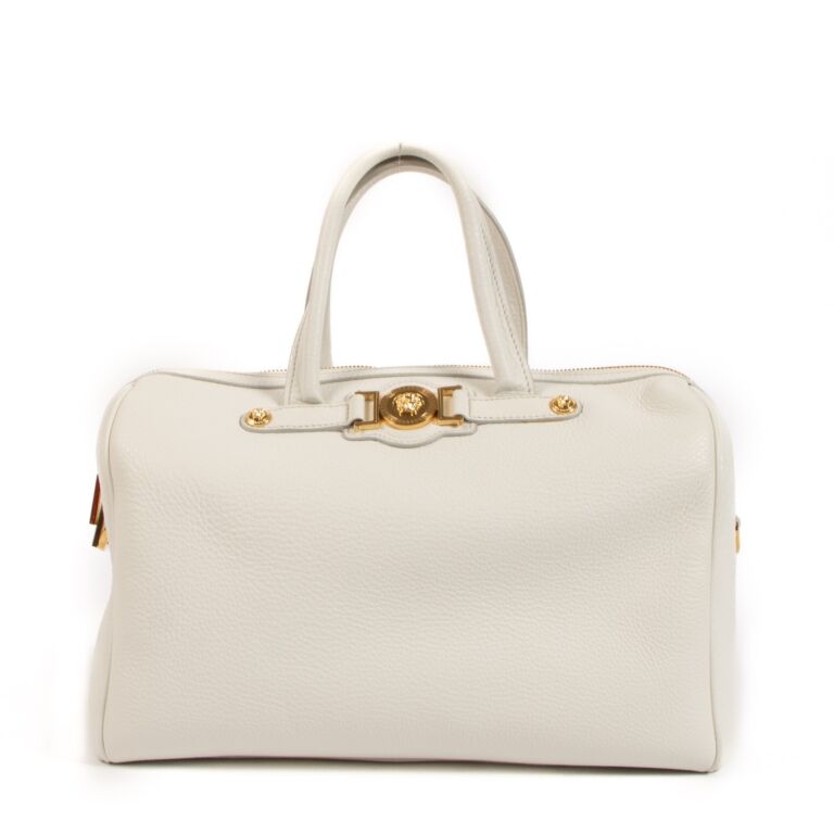 Versace White Leather Palazzo Boston Bag Labellov Buy and