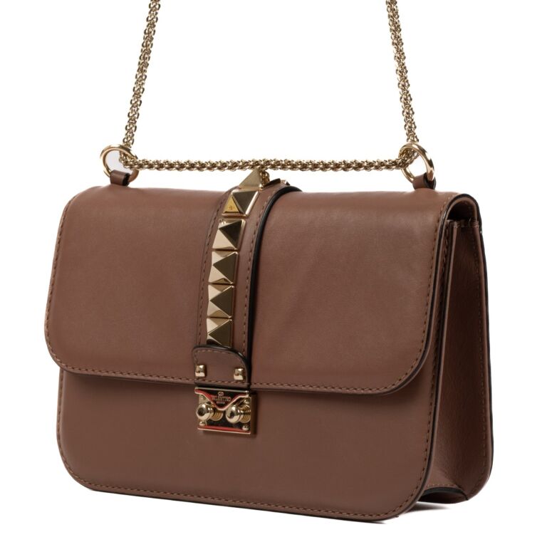Valentino Garavani Beehive Lattice Ivory Studded Leather