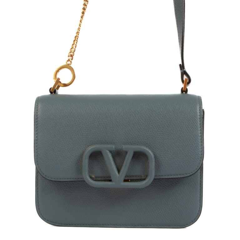 Valentino Garavani Blue Leather Small VSling Bag Labellov
