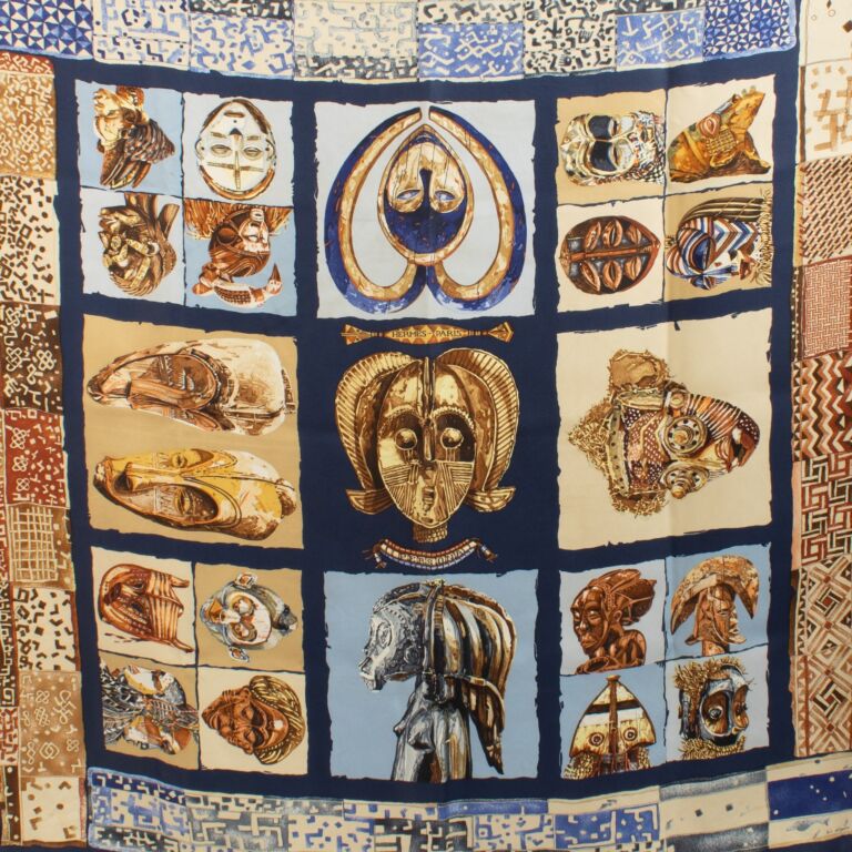 AUTHENTIC HERMES PERSONA SILK SCARF ARTIST SIGNED LOIC