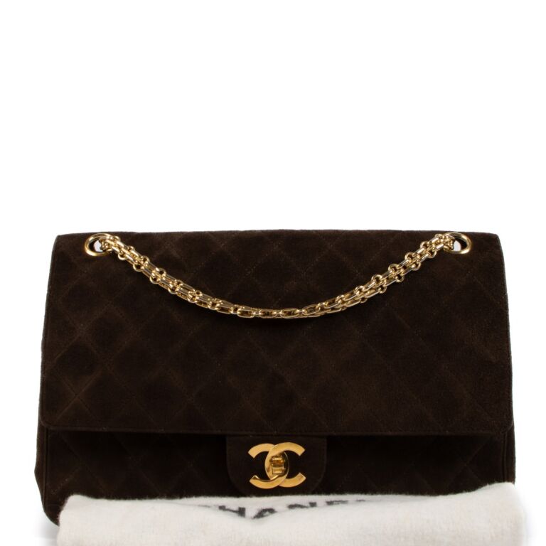 Chanel Vintage Brown Suede 2.55 Classic Flap Shoulder Bag