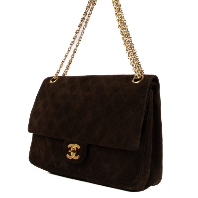 Chanel Vintage Brown Suede 2.55 Classic Flap Shoulder Bag