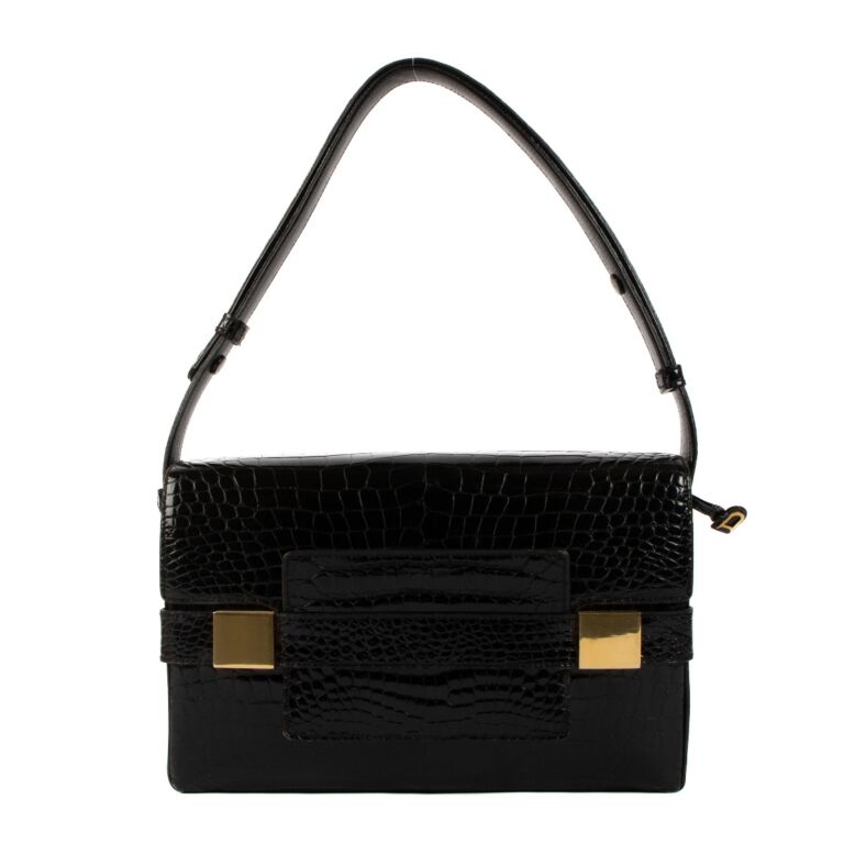 Stunning BLACK 1990's-2000's CROCODILE Skin Doctor Bag Style