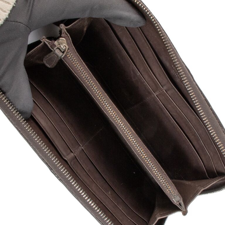長財布 BOTTEGA VENETA DARK BROWN LEATHER INTRECCIATO WALLET BOTTEGA VENETA Nappa Intrecciato Continental Wallet Mink