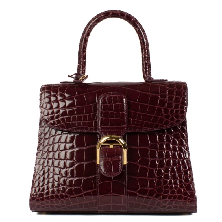 Delvaux Rosewood Shiny Alligator Brillant MM Bag ○ Labellov