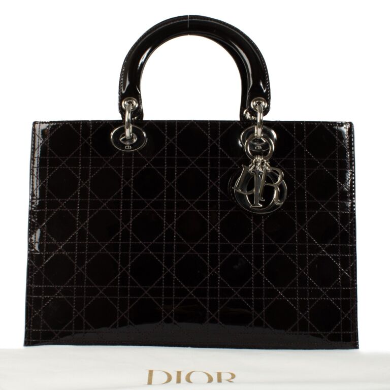 Dior Purple Patent Leather Cannage Large Lady Dior Bag