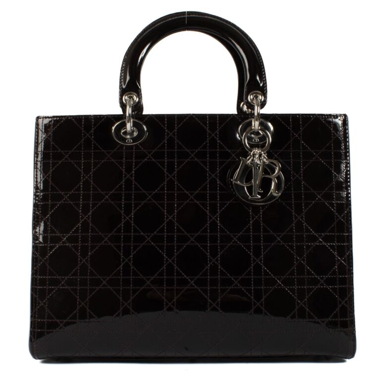 福袋 オンライン Cannage Leather Patent Purple Dior Large Bag Dior Lady バッグ