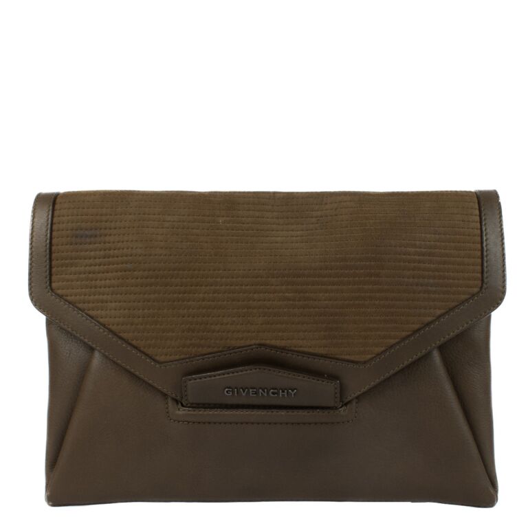 Givenchy Brown Leather Antigona Clutch Labellov Buy and Sell Authentic Luxury