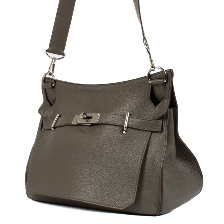 Hermès Jypsière 34 Verso Etoupe/Bleu Indigo Taurillon Clemence