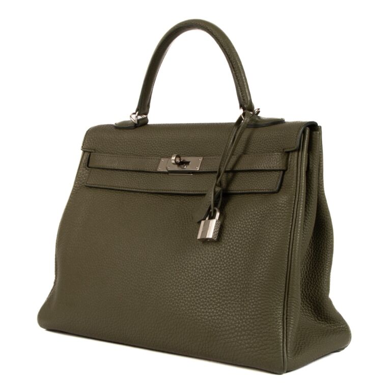 Herm s Kelly 35 Olive Togo PHW Labellov Buy and Sell