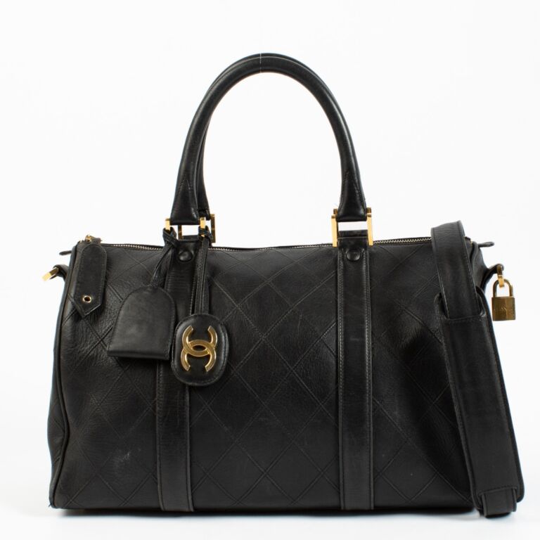 Chanel Vintage Black Leather Boston Bag ○ Labellov ○ Buy