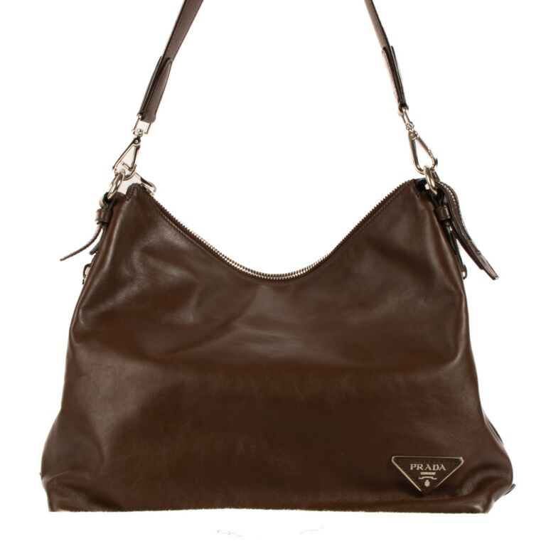 Prada Brown Cervo Leather Hobo Bag ○ Labellov ○ Buy and Sell Authentic  Luxury