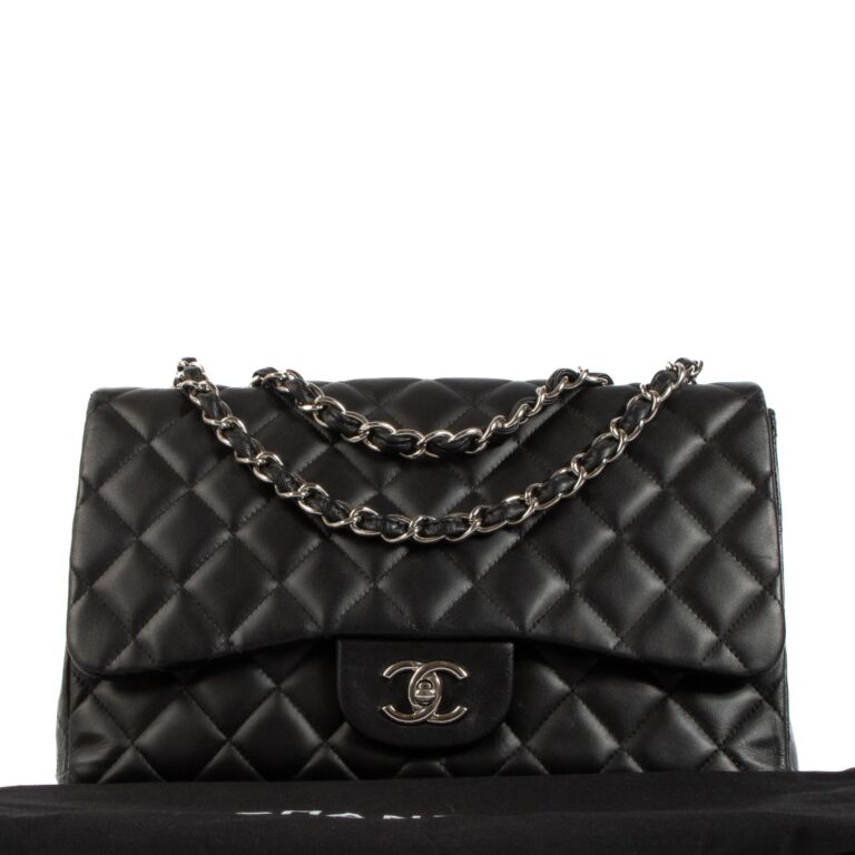 Chanel Black Lambskin Large Classic Single Flap Bag Labellov Buy and Sell Authentic Luxury