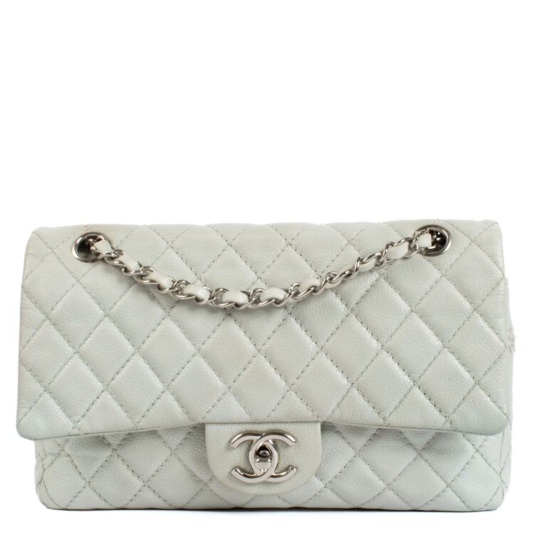 Chanel Baby Blue Caviar Leather Medium Classic Flap Bag Labellov Buy and Sell Authentic Luxury