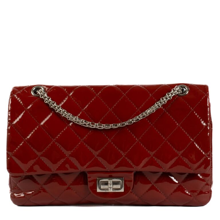 Chanel Red Patent Leather Maxi 2.55 Bag Labellov Buy and Sell Authentic Luxury