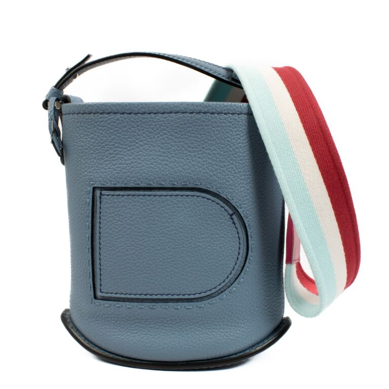Delvaux Denim Blue Taurillon Soft Pin Mini Bucket Surpique Labellov Buy and Sell Authentic Luxury